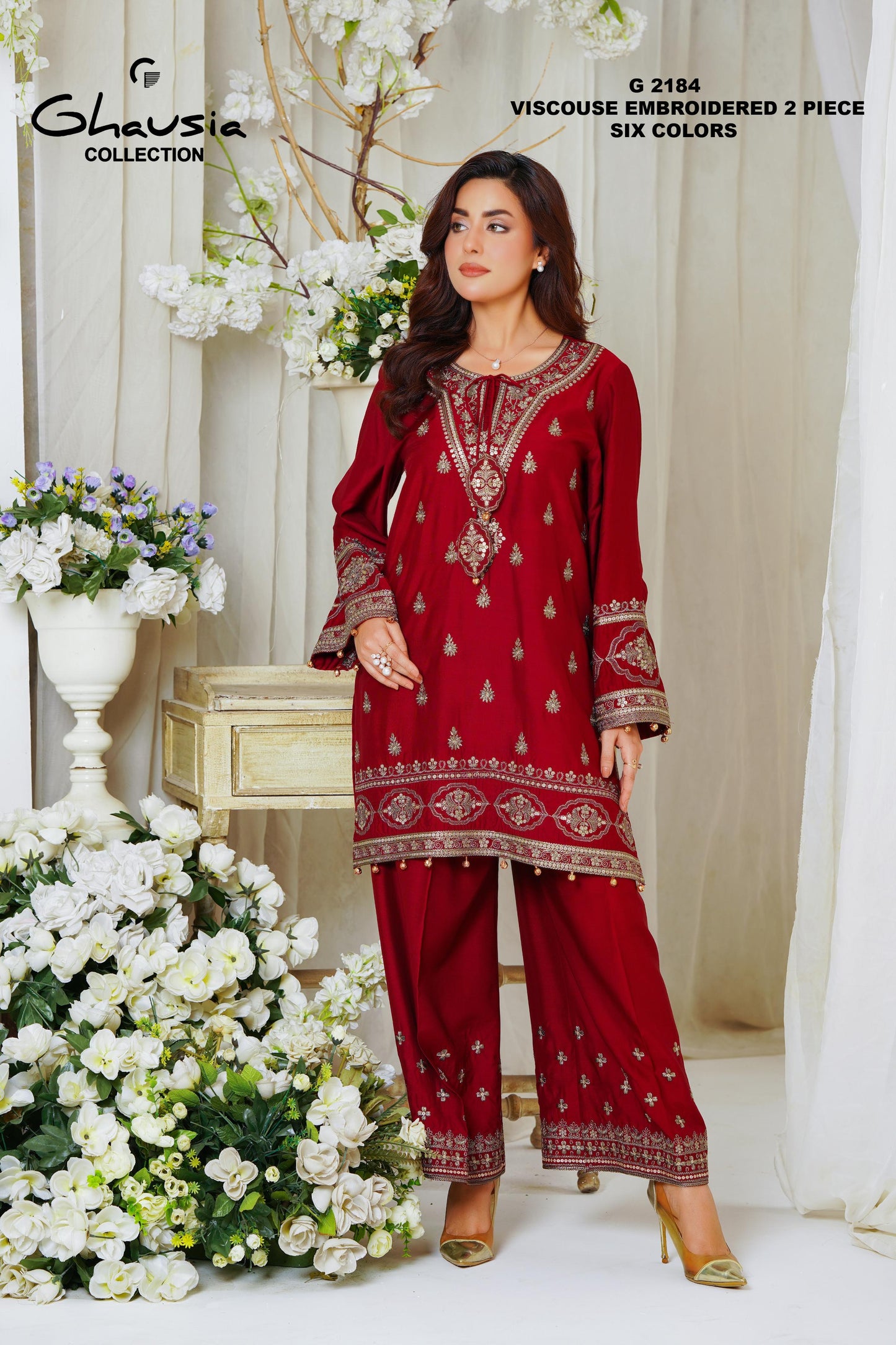 VISCOUSE EMBROIDED 2PIECE DRESS ORIGINAL GHUOSIA BRAND
