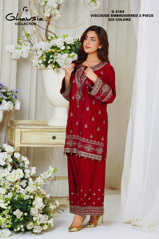 VISCOUSE EMBROIDED 2PIECE DRESS ORIGINAL GHUOSIA BRAND