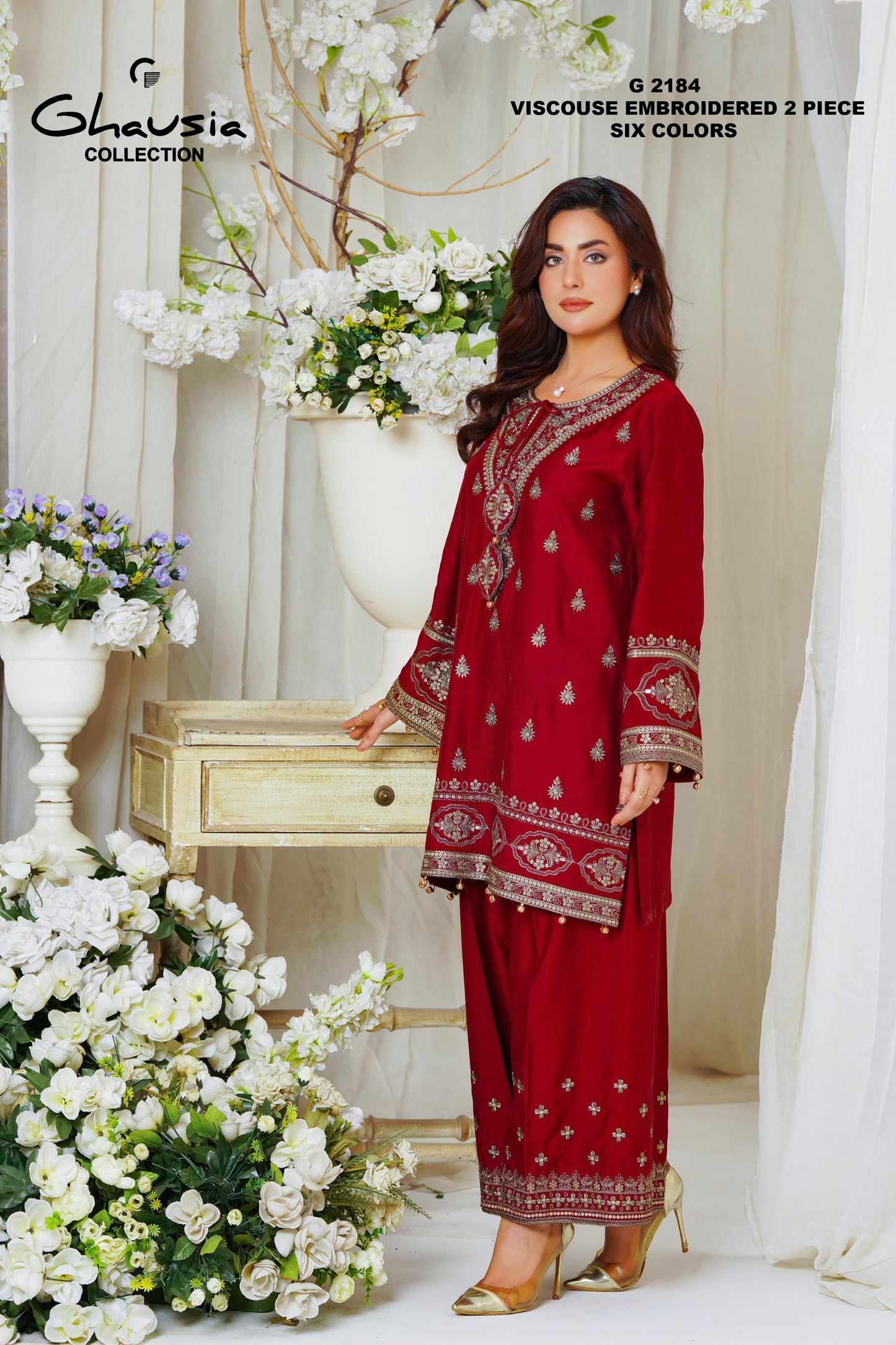 VISCOUSE EMBROIDED 2PIECE DRESS ORIGINAL GHUOSIA BRAND